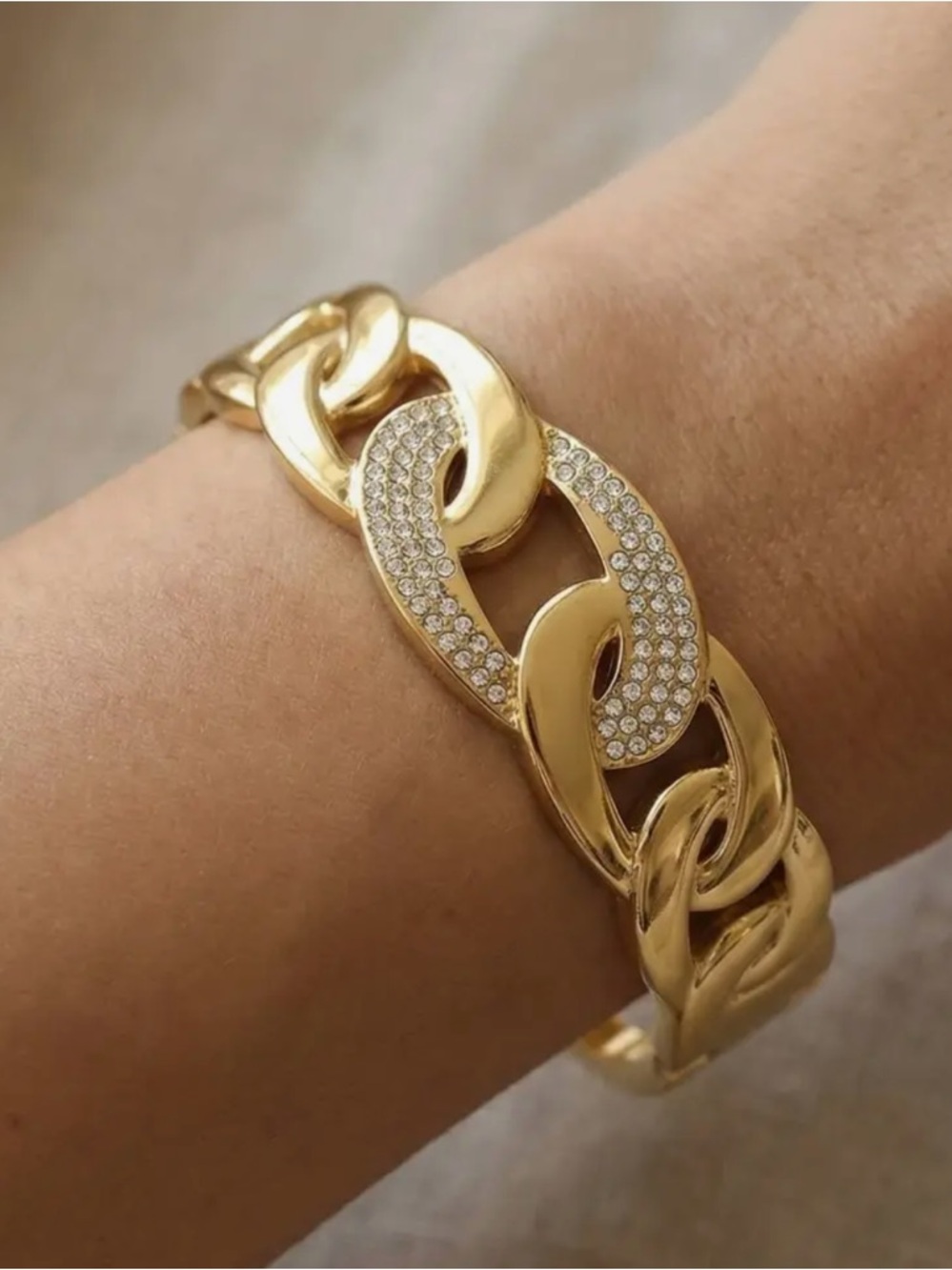 ShopEvelynne Gold Chain Link Bracelet with Crystal Pavé Accents